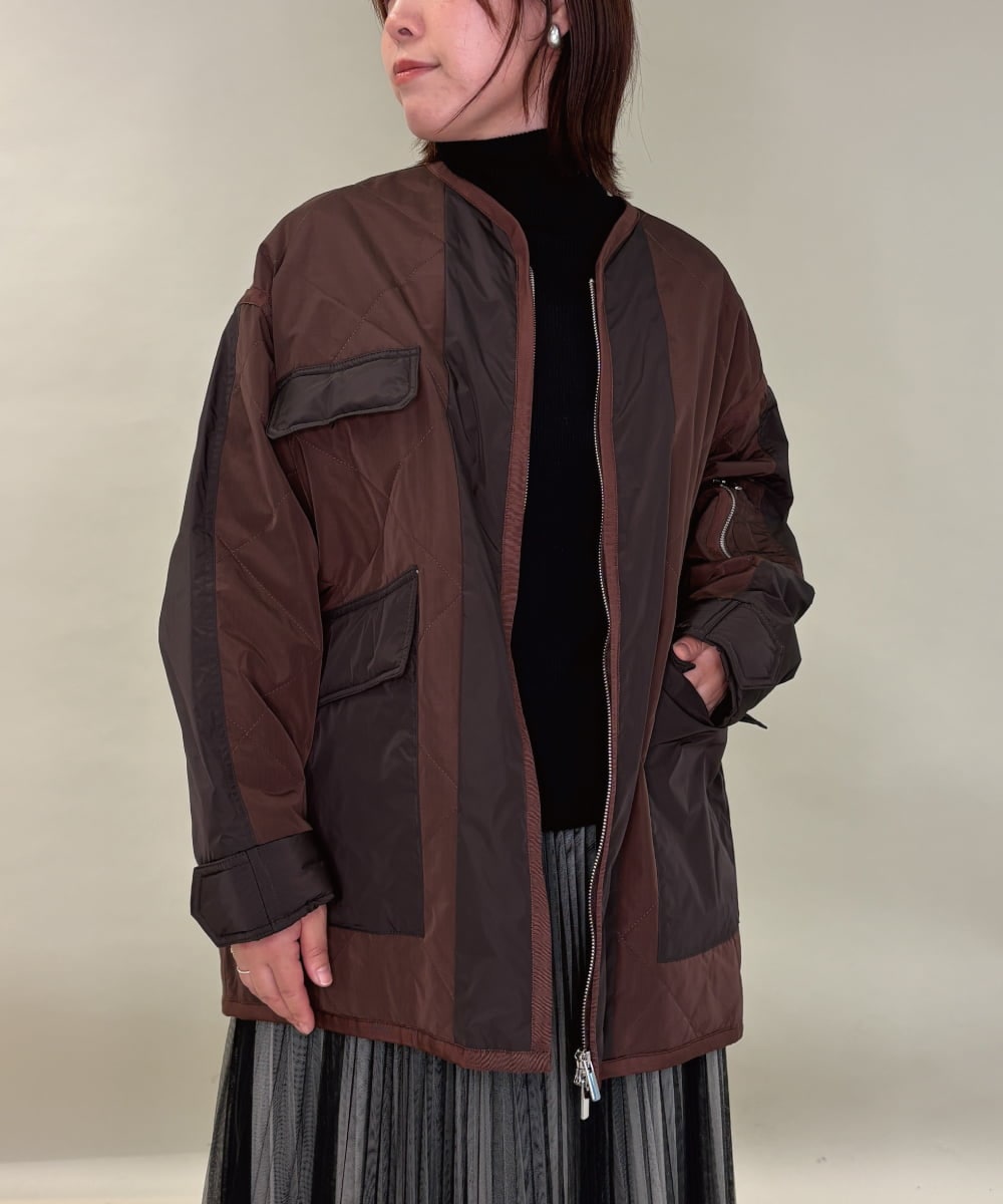 ZMUAE23280 al'aise modulation 異素材切り替えミリタリーライクブルゾン