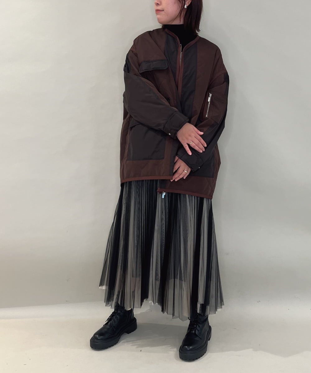 ZMUAE23280 al'aise modulation(アレーズモジュレーション) 異素材切り替えミリタリーライクブルゾン ブラウン