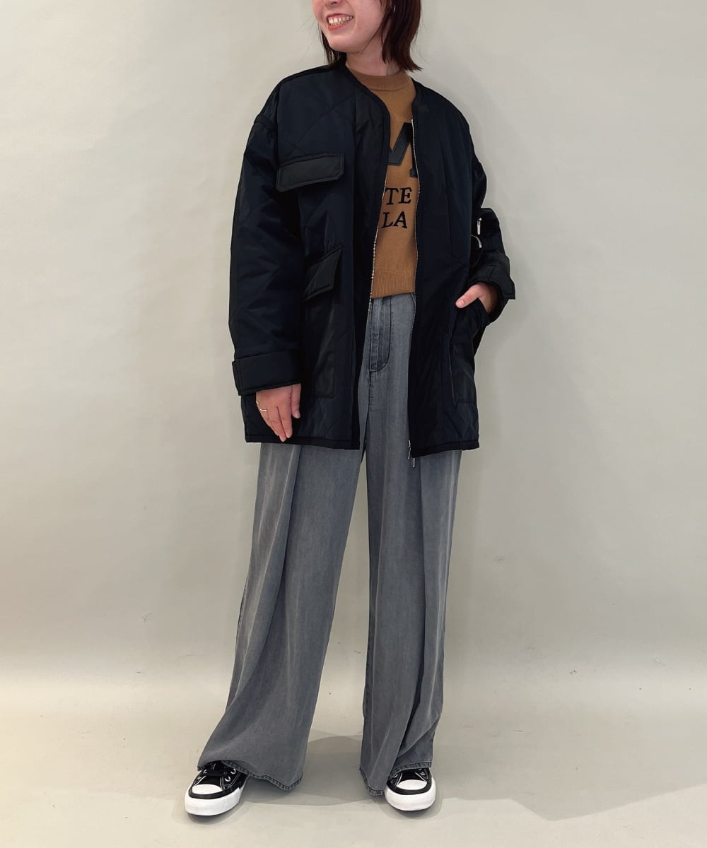 ZMUAE23280 al'aise modulation(アレーズモジュレーション) 異素材切り替えミリタリーライクブルゾン ブラック