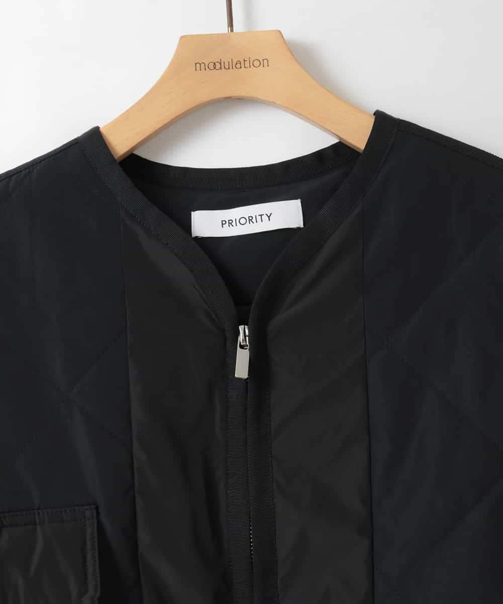 ZMUAE23280 al'aise modulation(アレーズモジュレーション) 異素材切り替えミリタリーライクノーカラーコート ブラック