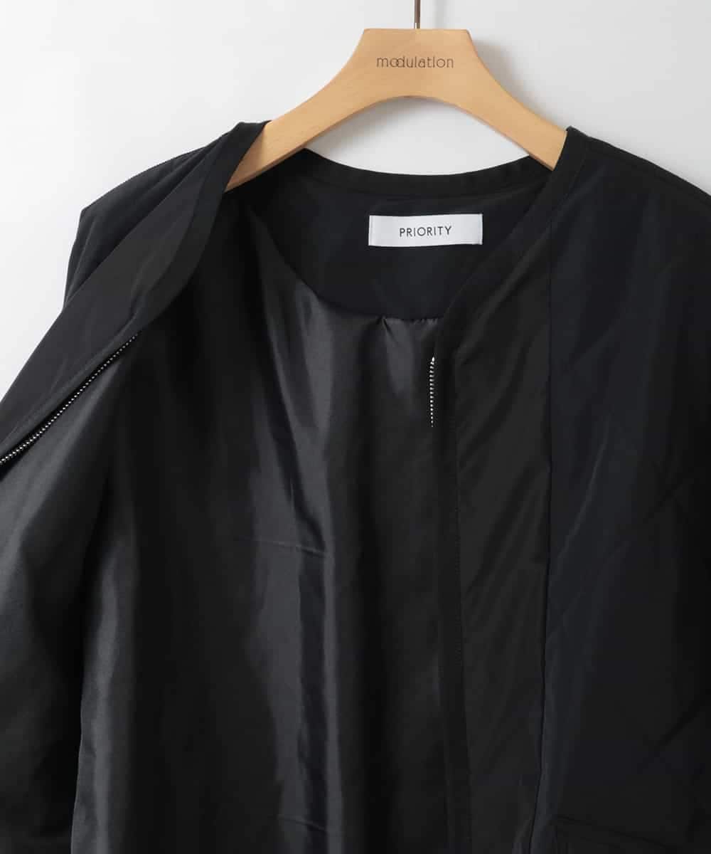 ZMUAE23280 al'aise modulation(アレーズモジュレーション) 異素材切り替えミリタリーライクノーカラーコート ブラック