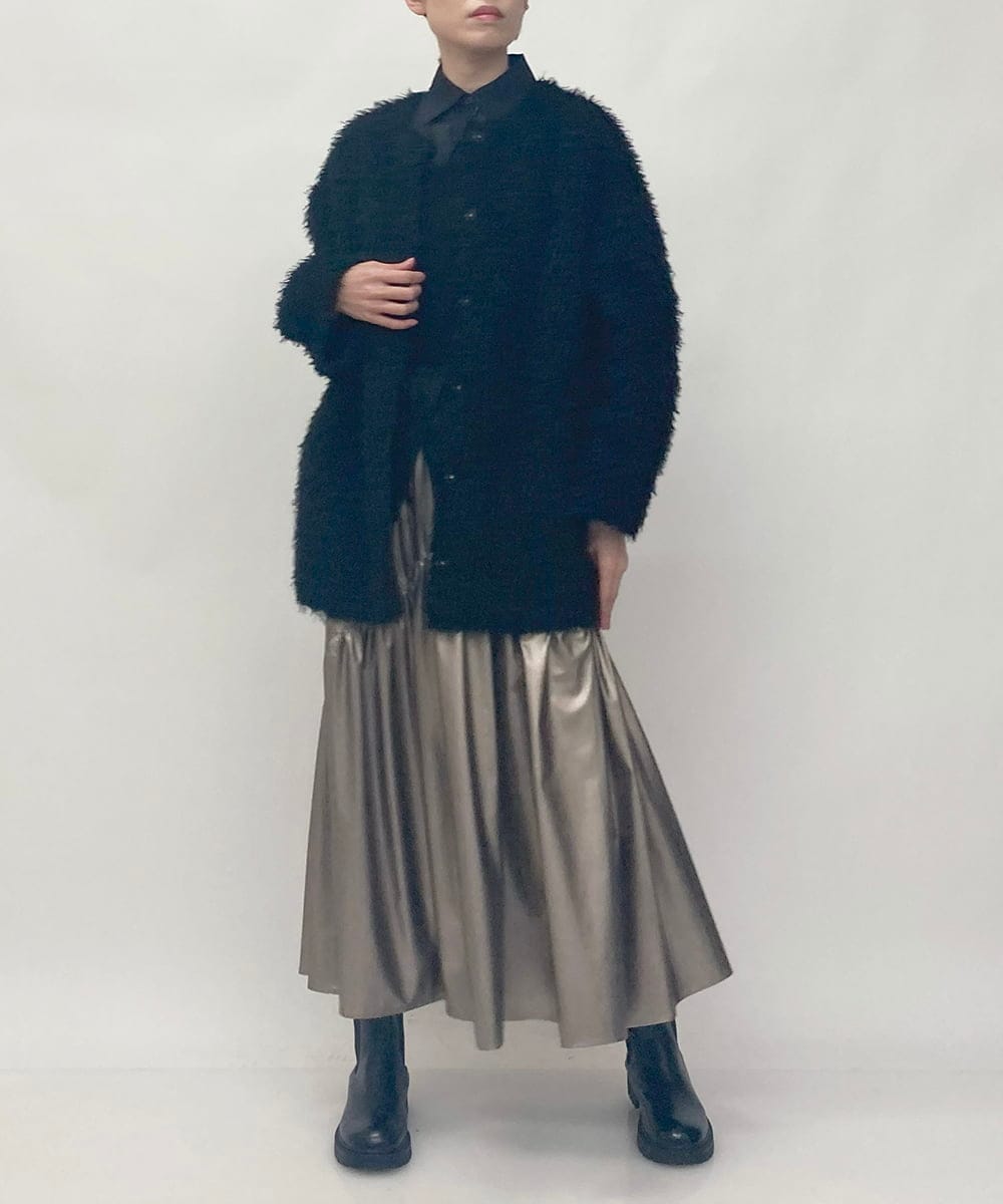 ZMUAW10320 al'aise modulation(アレーズモジュレーション) 【2WAY】エコファーコート ブラック