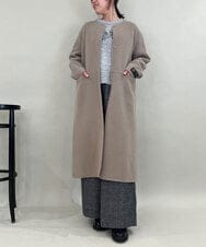 ZMUCE20430 al'aise modulation(アレーズモジュレーション) サイドスリットノーカラーロングコート ベージュ