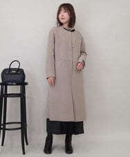 ZMUCE20430 al'aise modulation(アレーズモジュレーション) サイドスリットノーカラーロングコート ベージュ