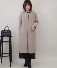 ZMUCE20430 al'aise modulation(アレーズモジュレーション) サイドスリットノーカラーロングコート ベージュ