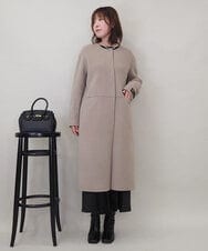 ZMUCE20430 al'aise modulation(アレーズモジュレーション) サイドスリットノーカラーロングコート ベージュ