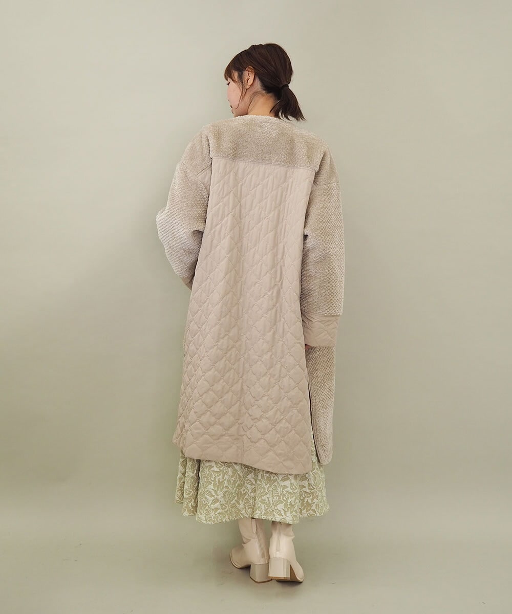 ZMUCE21280 al'aise modulation(アレーズモジュレーション) ファーキルティングフードコート ベージュ