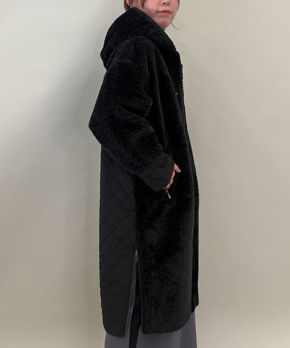 ZMUCE21280 al'aise modulation(アレーズモジュレーション) ファーキルティングフードコート ブラック