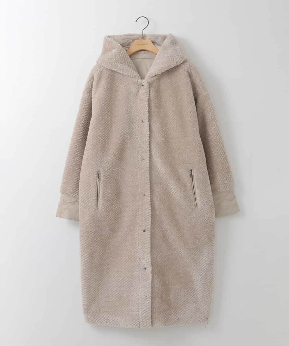 ZMUCE21280 al'aise modulation(アレーズモジュレーション) ファーキルティングフードコート ベージュ