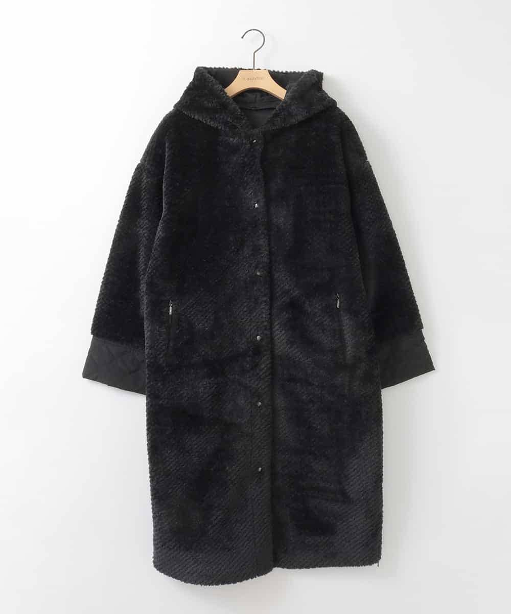 ZMUCE21280 al'aise modulation(アレーズモジュレーション) ファーキルティングフードコート ブラック