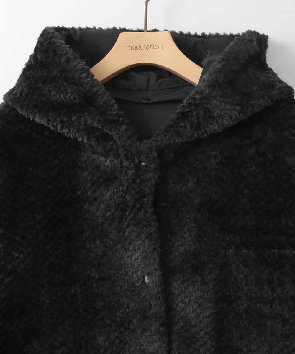 ZMUCE21280 al'aise modulation(アレーズモジュレーション) ファーキルティングフードコート ブラック