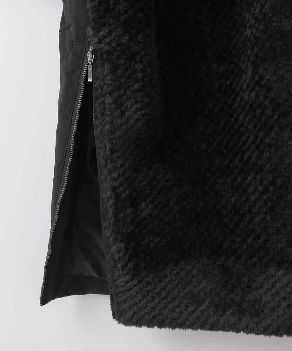 ZMUCE21280 al'aise modulation(アレーズモジュレーション) ファーキルティングフードコート ブラック