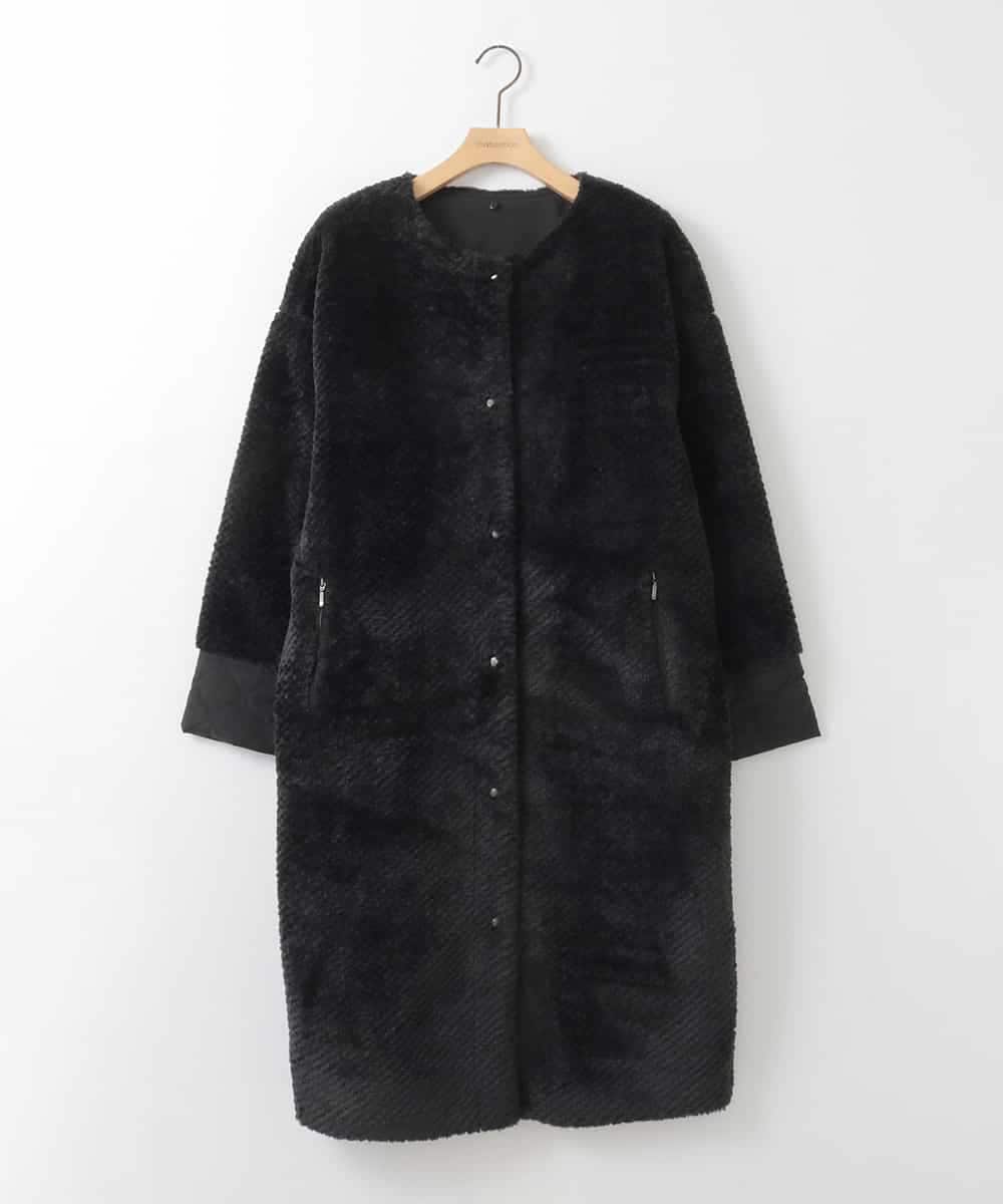 ZMUCE21280 al'aise modulation(アレーズモジュレーション) ファーキルティングフードコート ブラック