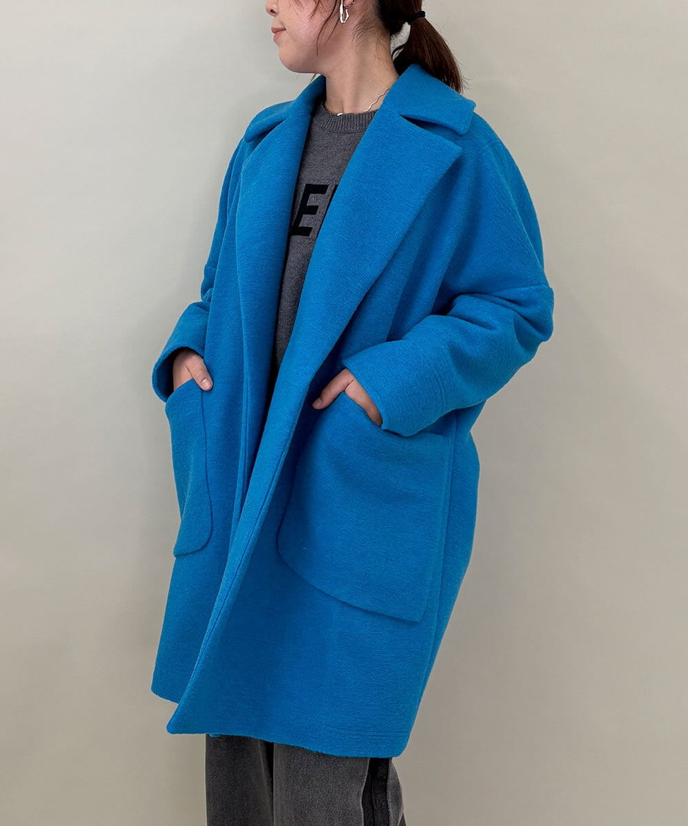 ZMUCE24360 al'aise modulation(アレーズモジュレーション) BIGポケットオーバーシルエットコート ライトブルー