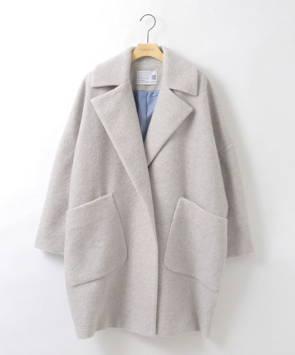 ZMUCE24360 al'aise modulation(アレーズモジュレーション) BIGポケットオーバーシルエットコート ホワイト