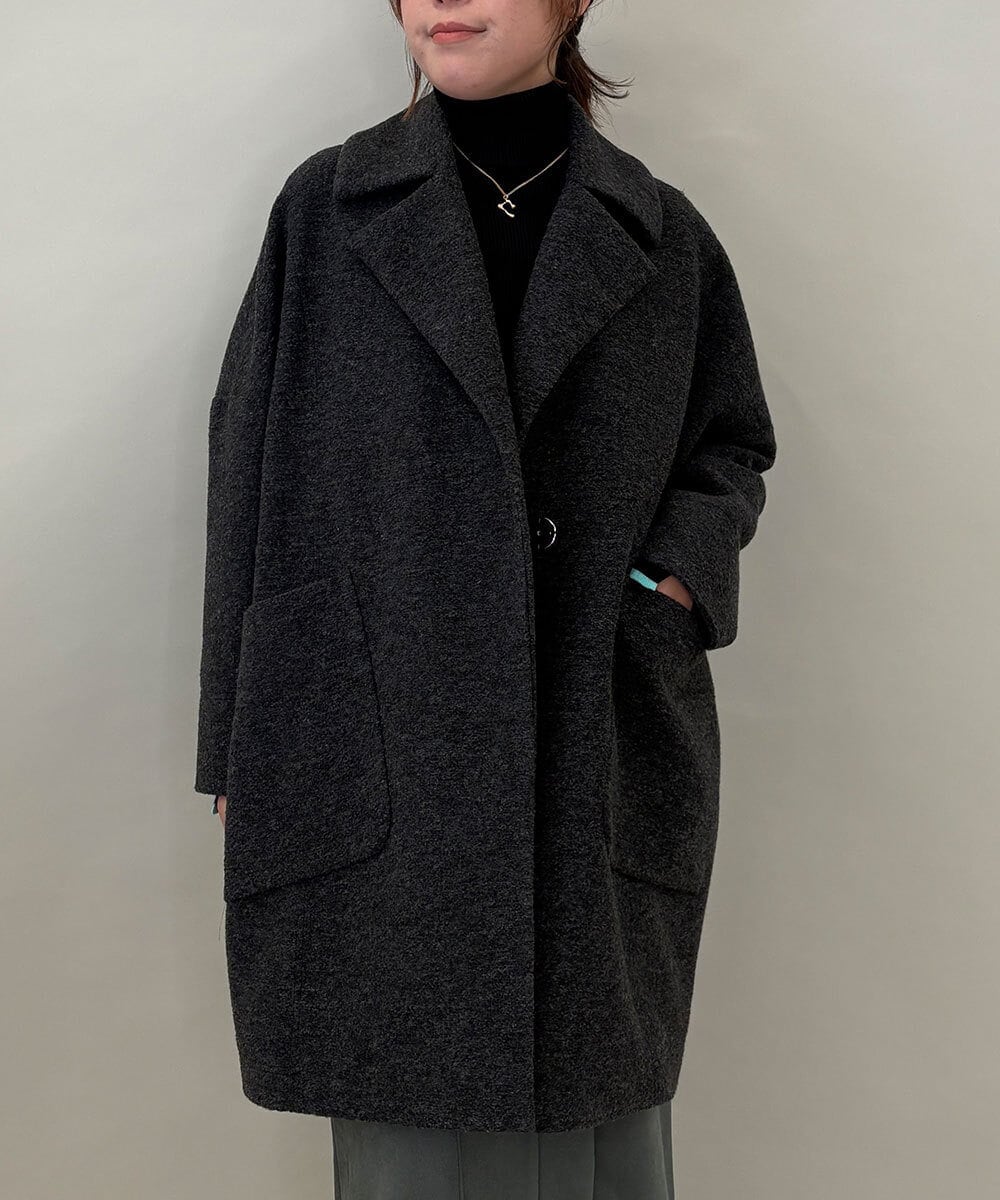 ZMUCE24360 al'aise modulation(アレーズモジュレーション) BIGポケットオーバーシルエットコート ブラック