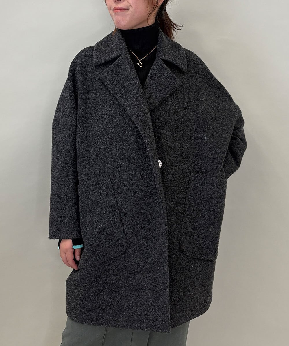 ZMUCE24360 al'aise modulation(アレーズモジュレーション) BIGポケットオーバーシルエットコート ブラック