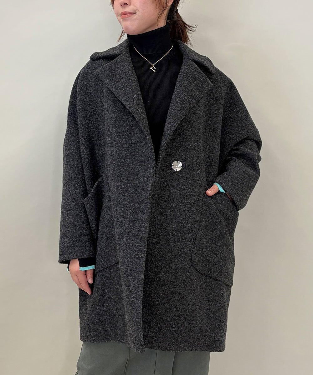 ZMUCE24360 al'aise modulation(アレーズモジュレーション) BIGポケットオーバーシルエットコート ブラック