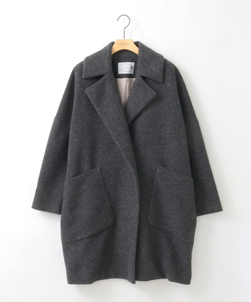 ZMUCE24360 al'aise modulation(アレーズモジュレーション) BIGポケットオーバーシルエットコート ブラック