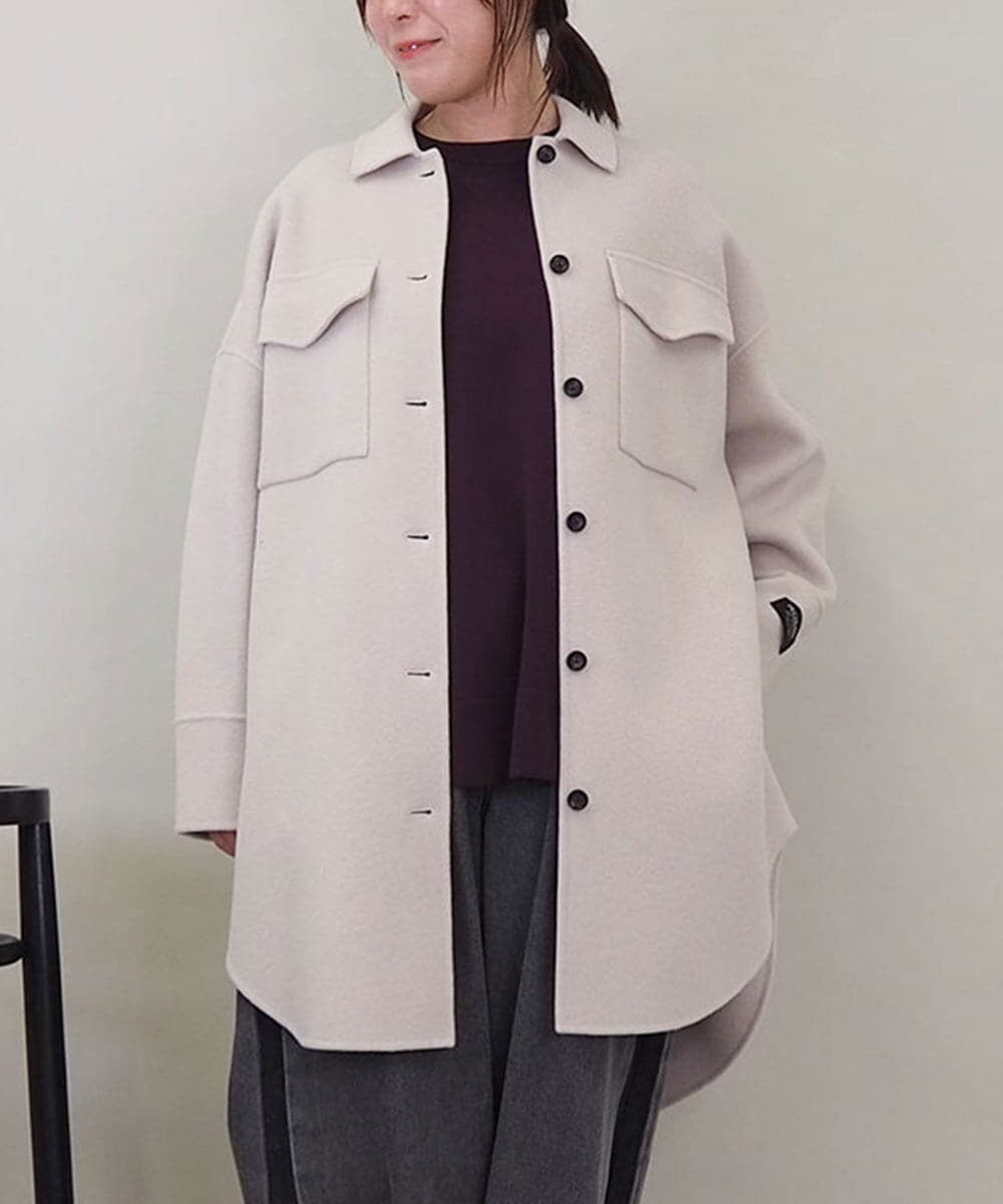 ZMUCE25310 al'aise modulation(アレーズモジュレーション) ウールブレンドシャツコート ベージュ