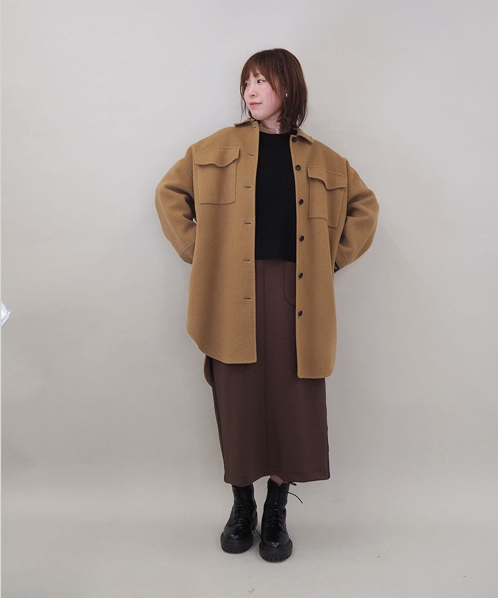 ZMUCE25310 al'aise modulation(アレーズモジュレーション) ウールブレンドシャツコート ベージュ