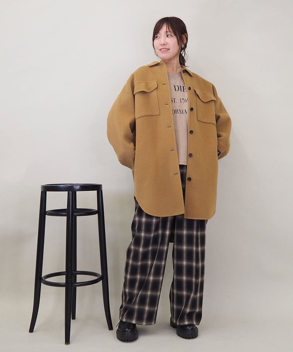 ZMUCE25310 al'aise modulation(アレーズモジュレーション) ウールブレンドシャツコート ベージュ