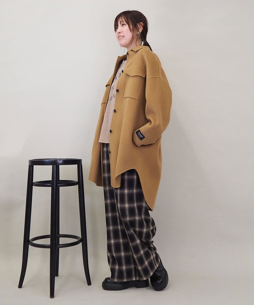 ZMUCE25310 al'aise modulation(アレーズモジュレーション) ウールブレンドシャツコート ベージュ