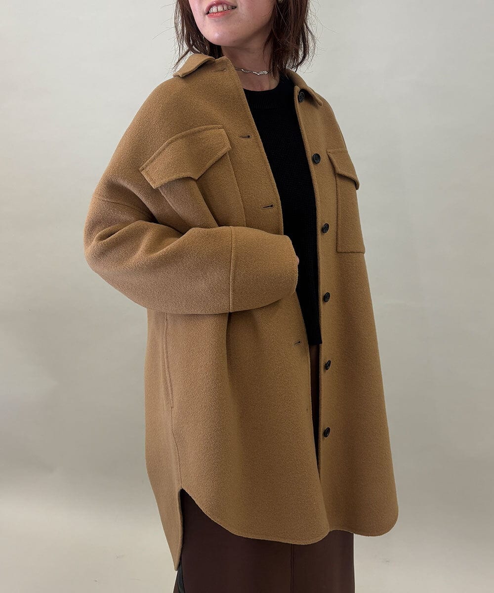 ZMUCE25310 al'aise modulation(アレーズモジュレーション) ウールブレンドシャツコート ベージュ