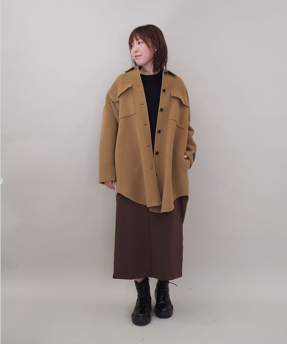 ZMUCE25310 al'aise modulation(アレーズモジュレーション) ウールブレンドシャツコート ベージュ
