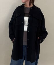 ZMUCE25310 al'aise modulation(アレーズモジュレーション) ウールブレンドシャツコート ブラック