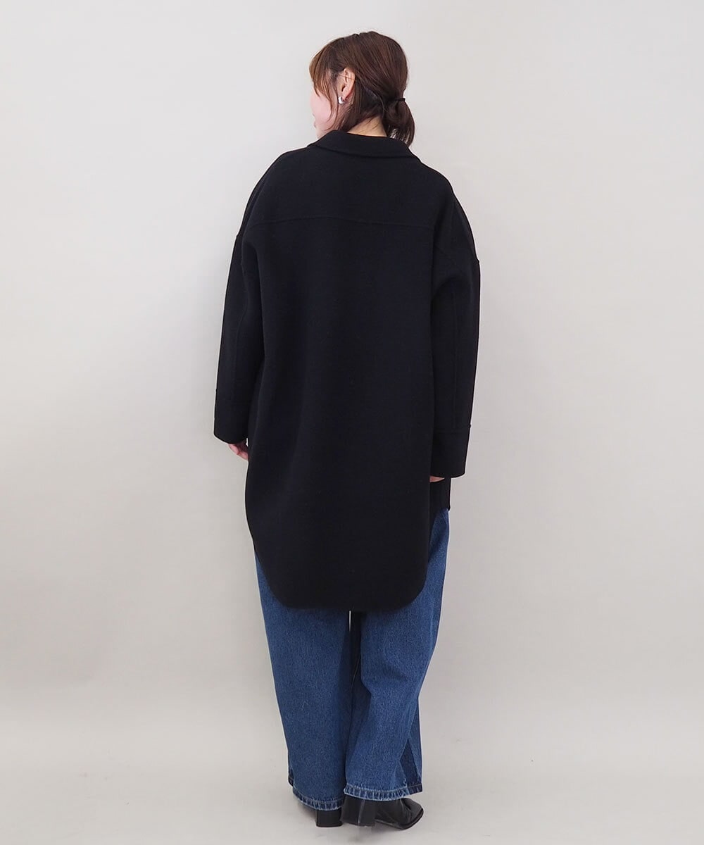 ZMUCE25310 al'aise modulation(アレーズモジュレーション) ウールブレンドシャツコート ブラック