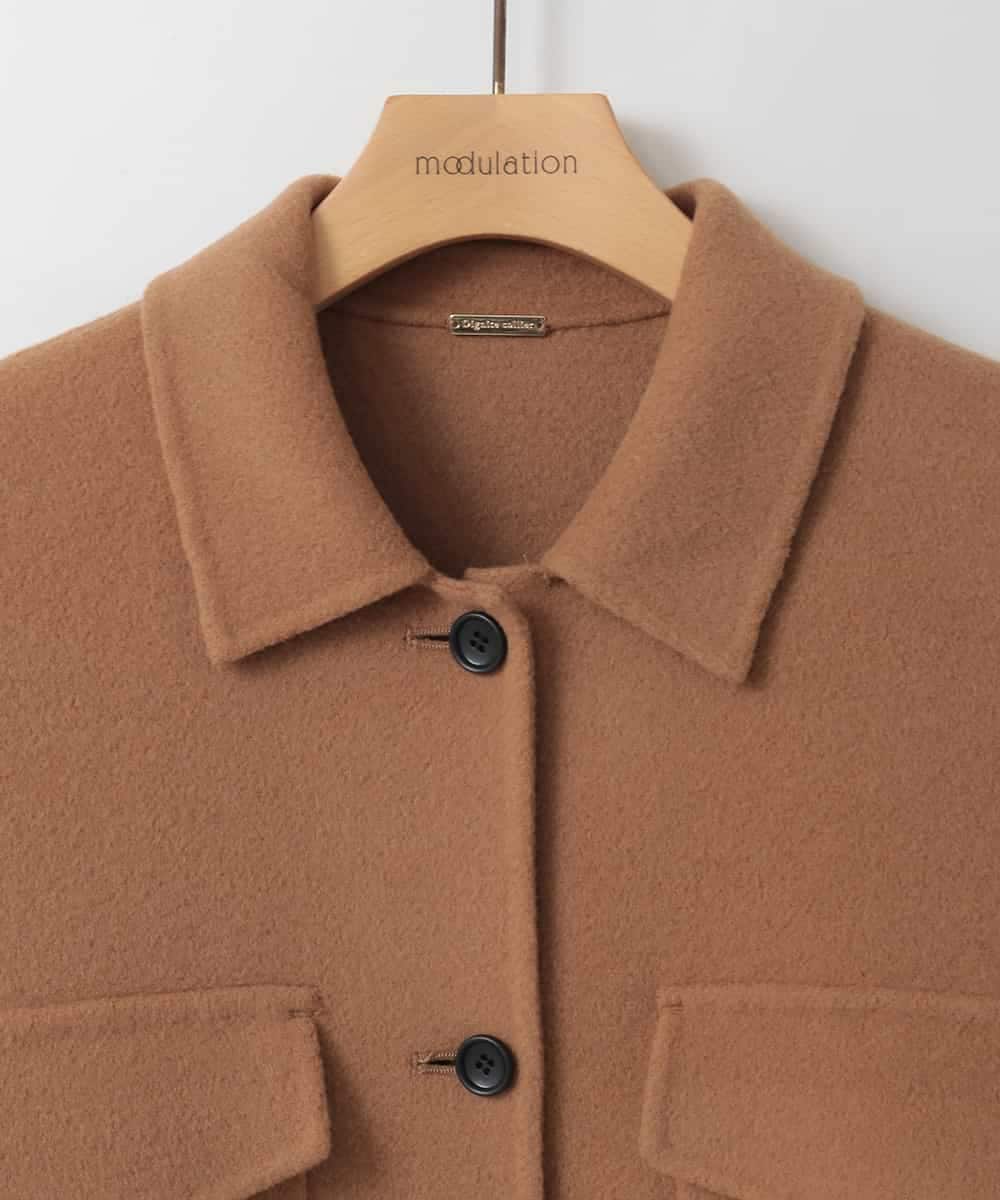 ZMUCE25310 al'aise modulation(アレーズモジュレーション) ウールブレンドシャツコート ベージュ