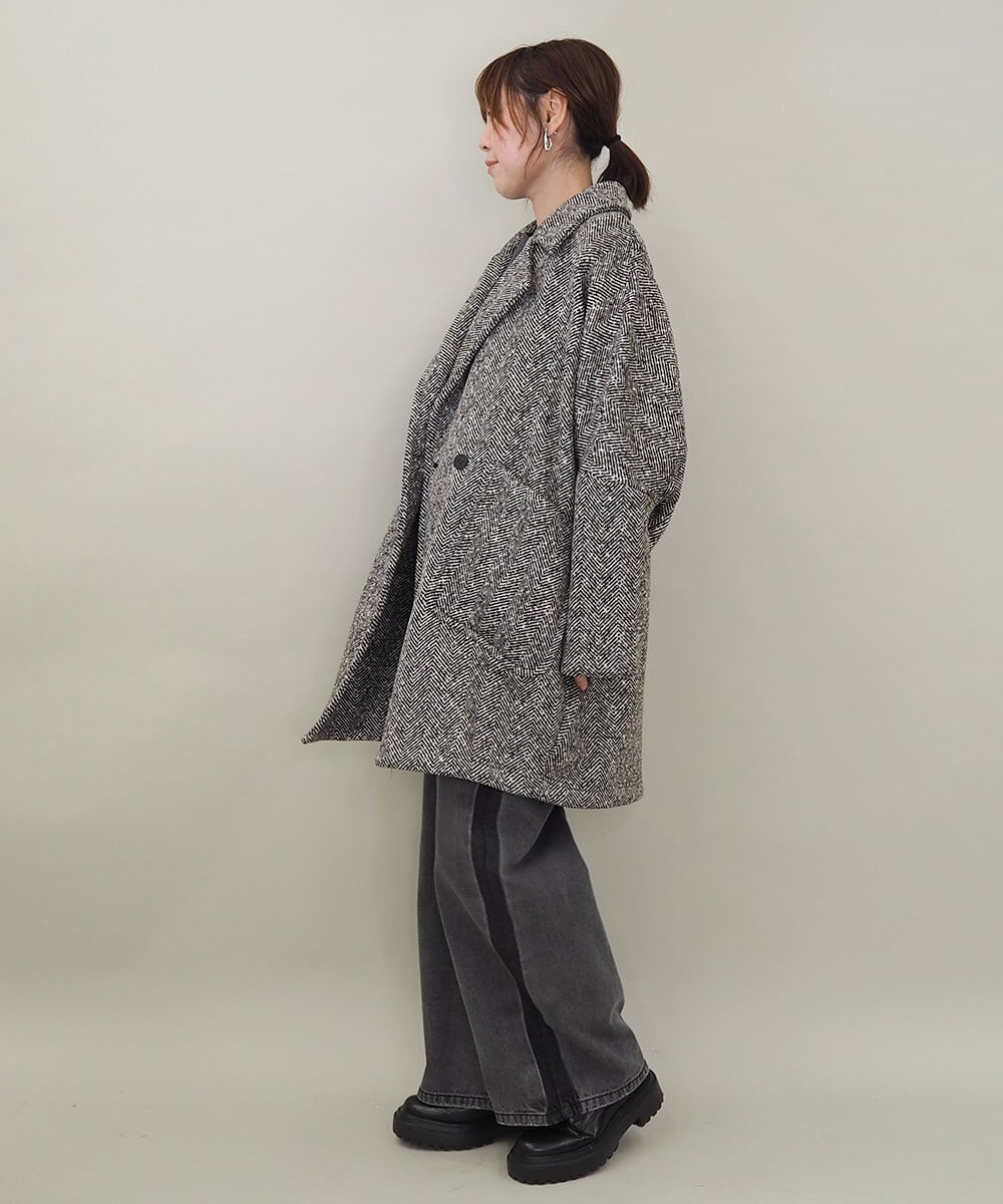 ZMUCE26290 al'aise modulation(アレーズモジュレーション) 裏起毛コクーンシルエットコート ブラウン