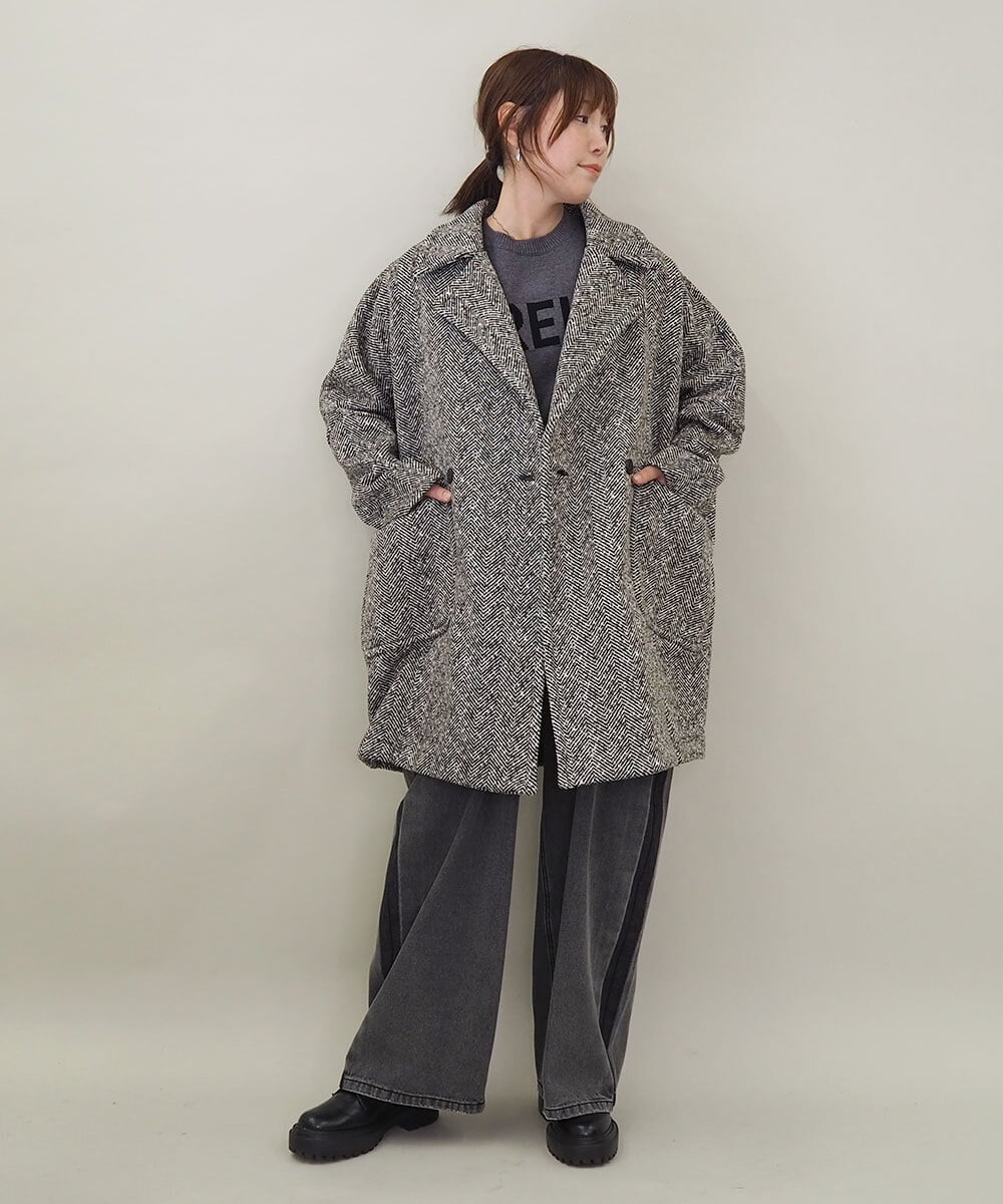 ZMUCE26290 al'aise modulation(アレーズモジュレーション) 裏起毛コクーンシルエットコート ブラウン