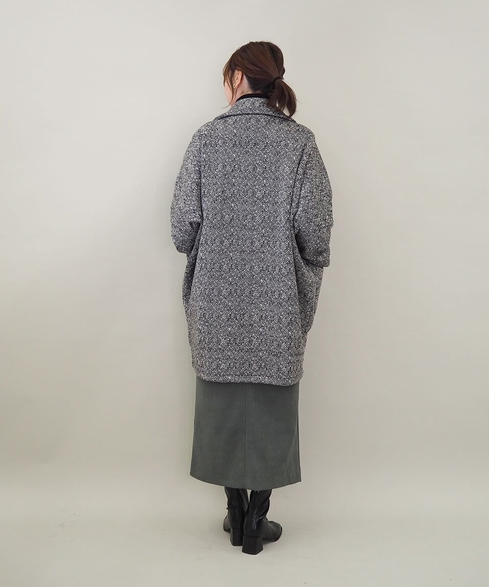 ZMUCE26290 al'aise modulation(アレーズモジュレーション) 裏起毛コクーンシルエットコート ブラック