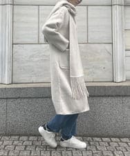 ZMUCW05390 al'aise modulation(アレーズモジュレーション) ストール付きノーカラーウールコート アイボリー