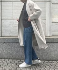 ZMUCW05390 al'aise modulation(アレーズモジュレーション) ストール付きノーカラーウールコート アイボリー