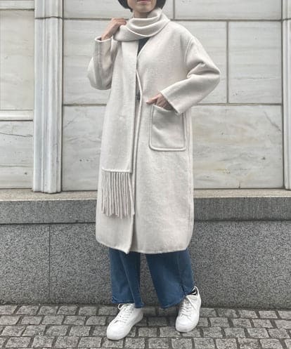 ZMUCW05390 al'aise modulation ストール付きノーカラーウールコート