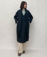ZMUCW05390 al'aise modulation(アレーズモジュレーション) ストール付きノーカラーウールコート ダークグレー