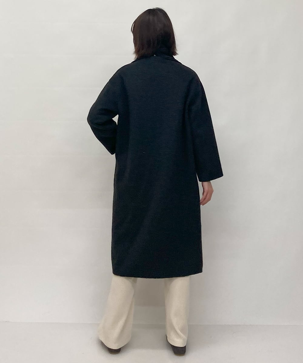 ZMUCW05390 al'aise modulation(アレーズモジュレーション) ストール付きノーカラーウールコート ダークグレー