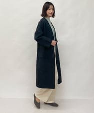 ZMUCW05390 al'aise modulation(アレーズモジュレーション) ストール付きノーカラーウールコート ダークグレー