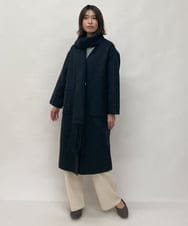 ZMUCW05390 al'aise modulation(アレーズモジュレーション) ストール付きノーカラーウールコート ダークグレー