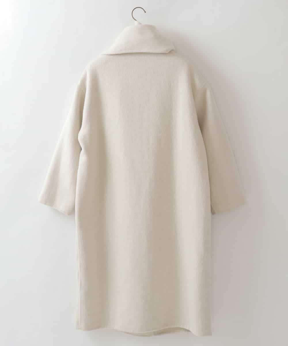 ZMUCW05390 al'aise modulation(アレーズモジュレーション) ストール付きノーカラーウールコート アイボリー