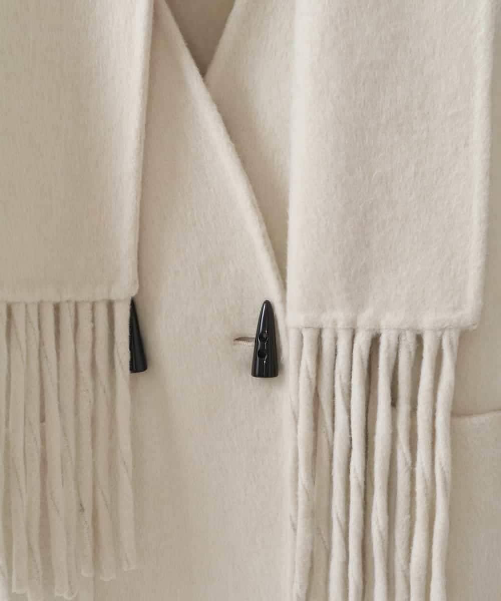 ZMUCW05390 al'aise modulation(アレーズモジュレーション) ストール付きノーカラーウールコート アイボリー