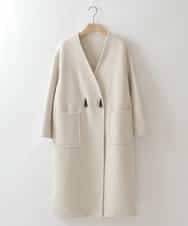 ZMUCW05390 al'aise modulation(アレーズモジュレーション) ストール付きノーカラーウールコート アイボリー