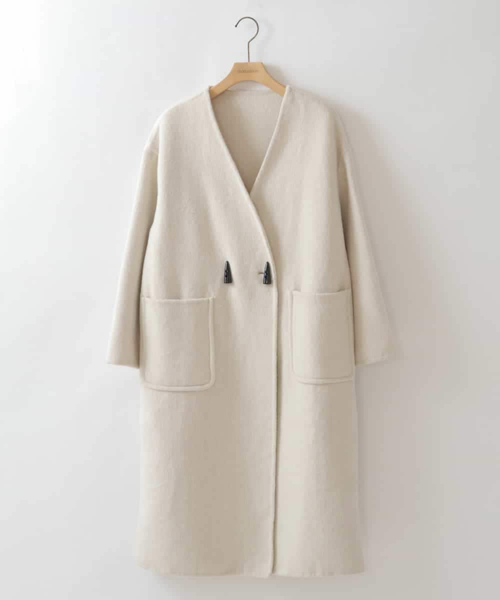 ZMUCW05390 al'aise modulation(アレーズモジュレーション) ストール付きノーカラーウールコート アイボリー
