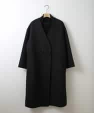 ZMUCW05390 al'aise modulation(アレーズモジュレーション) ストール付きノーカラーウールコート ダークグレー