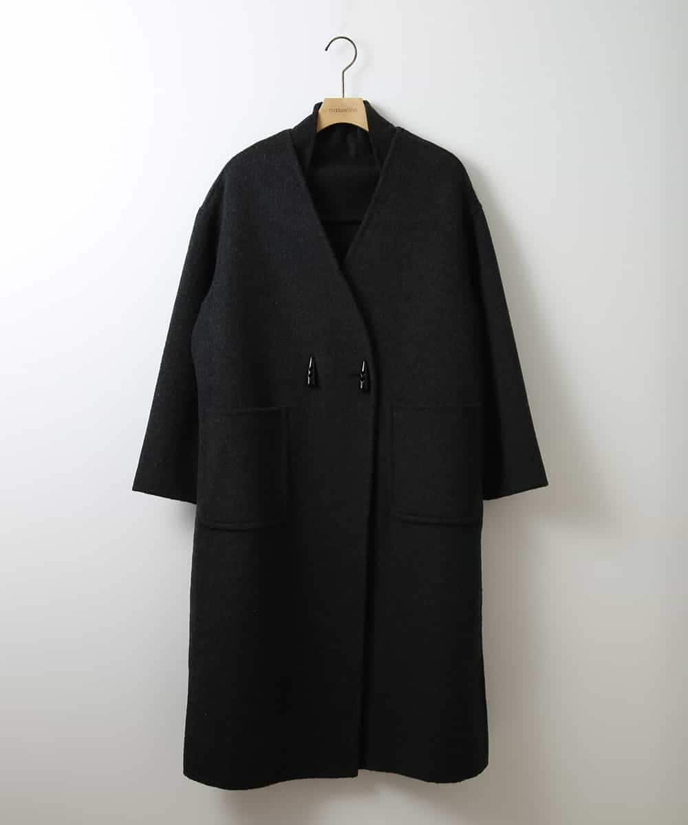 ZMUCW05390 al'aise modulation(アレーズモジュレーション) ストール付きノーカラーウールコート ダークグレー