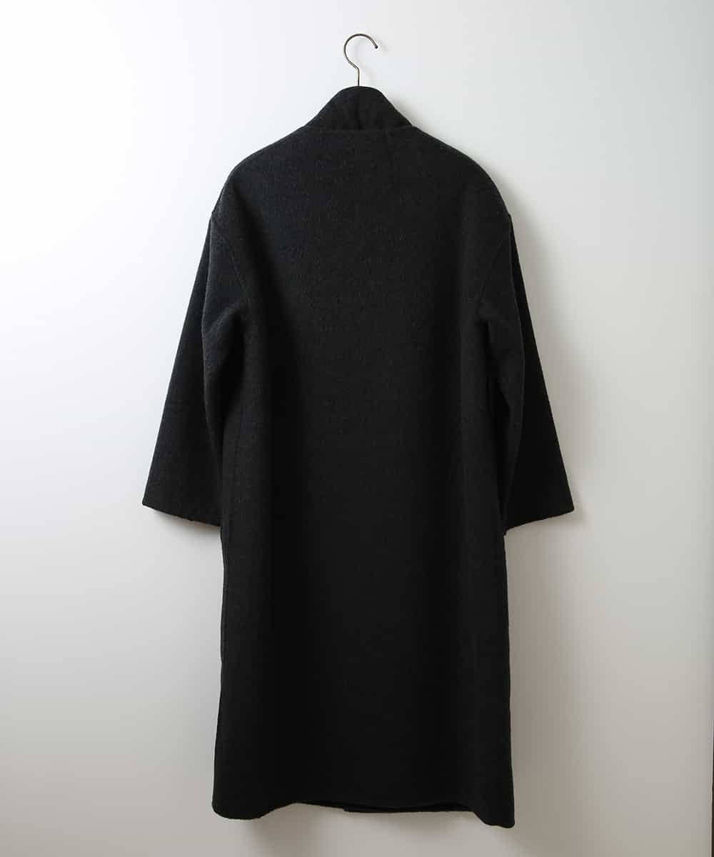 ZMUCW05390 al'aise modulation(アレーズモジュレーション) ストール付きノーカラーウールコート ダークグレー