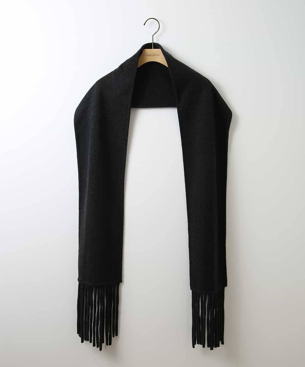 ZMUCW05390 al'aise modulation(アレーズモジュレーション) ストール付きノーカラーウールコート ダークグレー